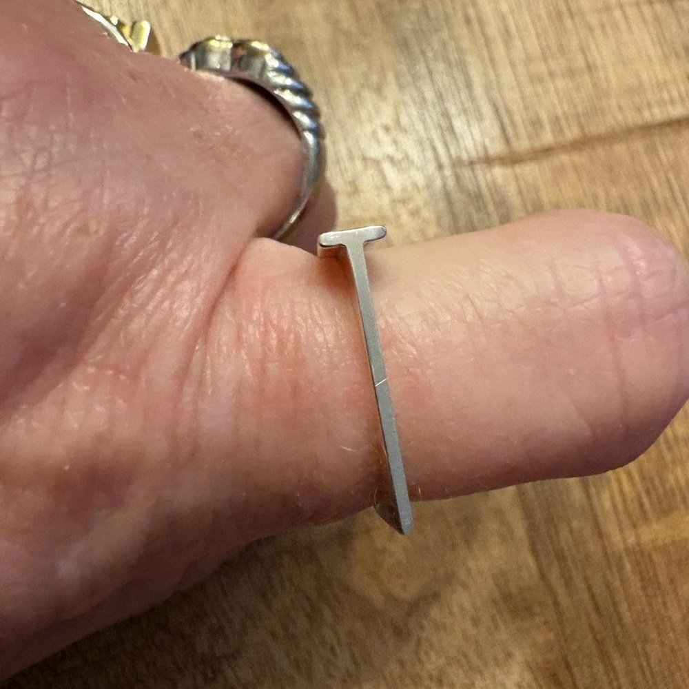 Sterling Silver Initial “T” Ring Size 9 - image 2